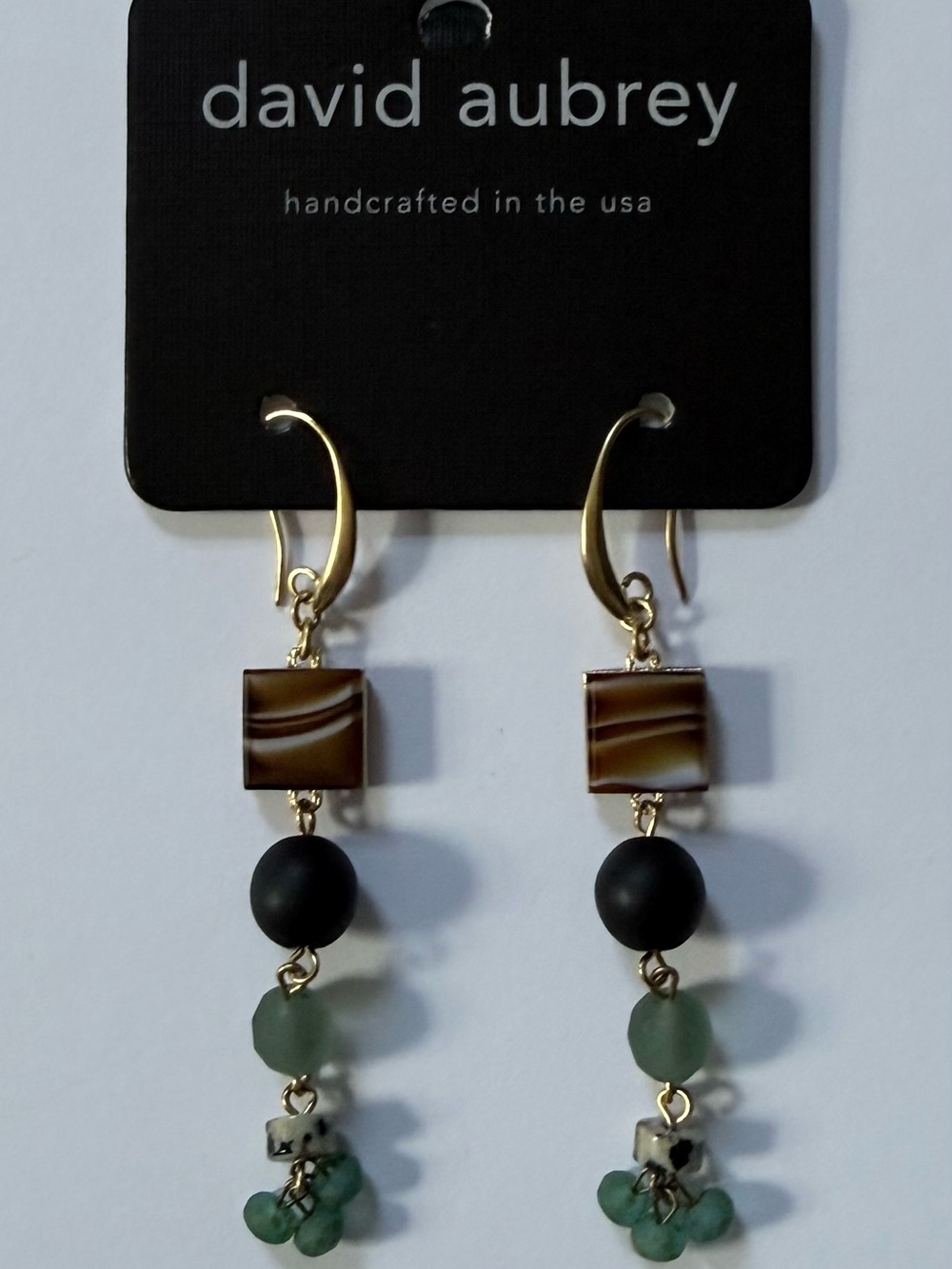 David Aubrey Handcrafted Beaded Dangle Earrings USA NWOT